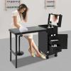 BANEBONE Professional Rolling Makeup Case with LED Mirror - 3-Drawer Cosmetic Organizer, 110lbs Capacity, Foldable Table for MUA On-The-Go (Black) view 3