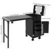 BANEBONE Professional Rolling Makeup Case with LED Mirror - 3-Drawer Cosmetic Organizer, 110lbs Capacity, Foldable Table for MUA On-The-Go (Black) view 4