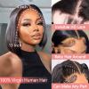 10 Inch Bob Wig Human Hair 13x4 HD Lace Front Wigs Pre Plucked Short Bob Wig Lace Frontal Wigs for Black Women, Short Straight Glueless Human Hair Wig with Elastic Band, 180% Density, Natural Black view 2