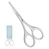 Trazzic Sandblasted Round Tip Nose Hair Trimmer for Men Women - Precision Facial Eyebrow Scissors, Hair Cutting Small Scissors, Eyelash, Mustache, Beard, Ear Trimming, 1-PACK view 1