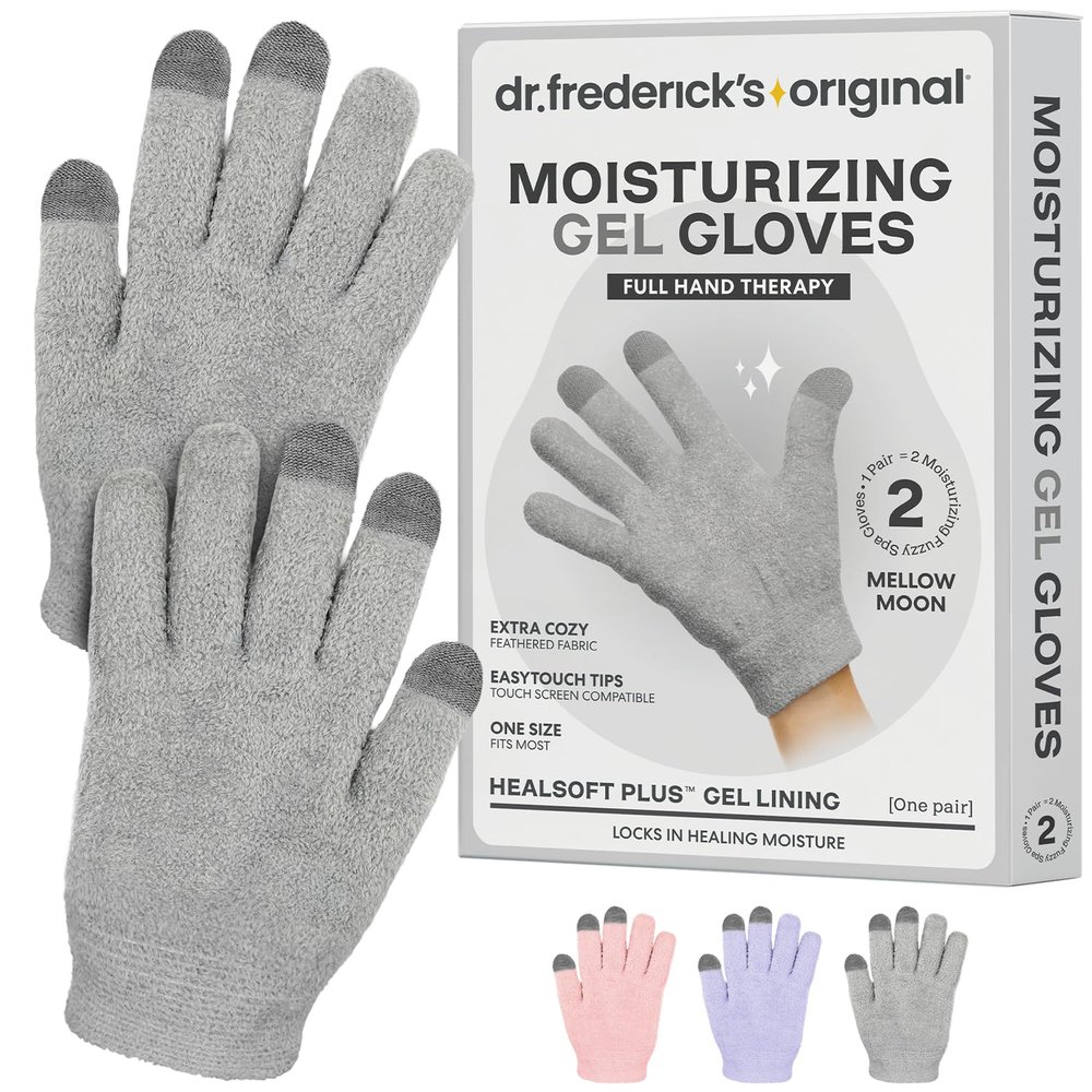 Dr. Fredericks Original Moisturizing Gel Gloves  Deep Moisturizing and Fast Relief for Dry Hands  Touchscreen-Friendly  Mango Butter, Shea Butter, Jojoba, & Coconut Oil (Mellow Moon)