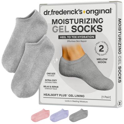 Dr. Fredericks Original Moisturizing Gel Socks for Men & Women  Dry Feet & Cracked Heel Treatment  Full Foot Gel Lining with Mango Butter, Shea Butter, Jojoba & Coconut Oil (Mellow Moon)