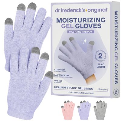 Dr. Fredericks Original Moisturizing Gel Gloves Deep Moisturizing and Fast Relief for Dry Hands Touchscreen-Friendly Mango Butter, Shea Butter, Jojoba, & Coconut Oil (Lilac Leisure)