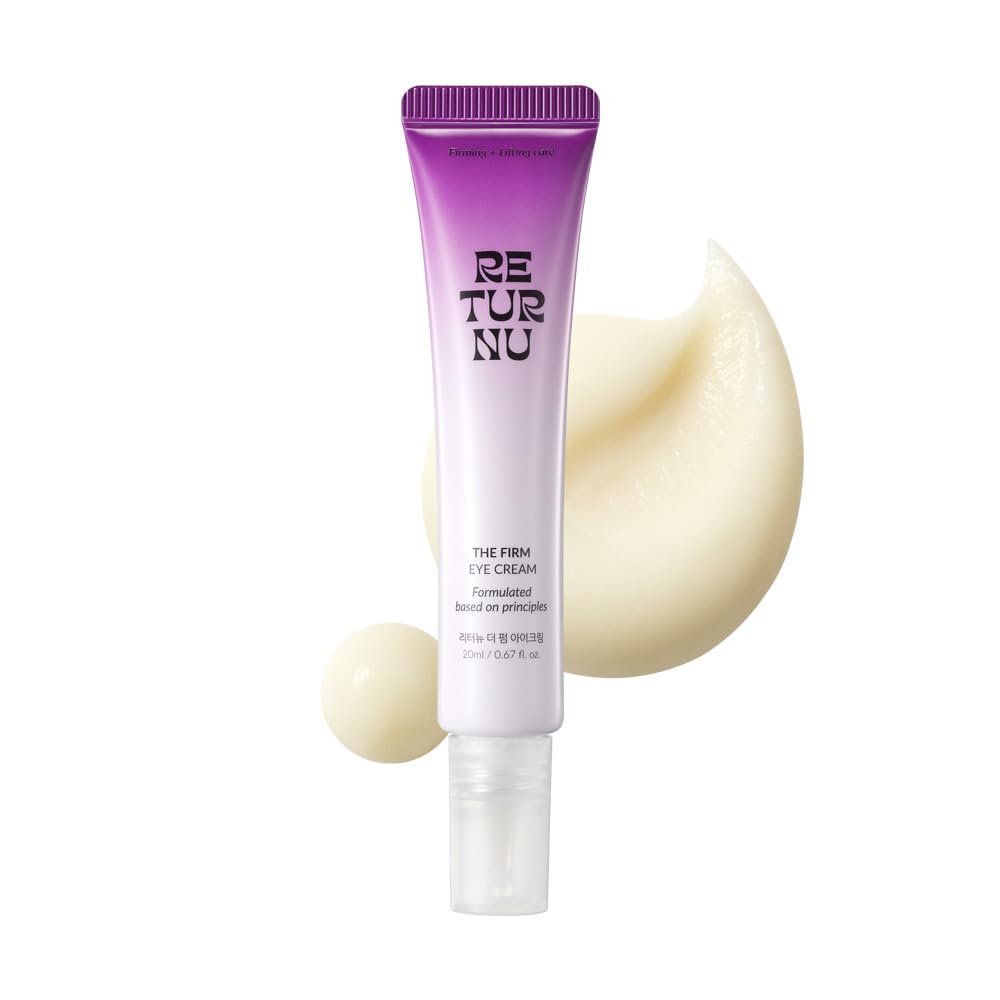 RETURNU The Firm Eye Cream, Anti-Wrinkle & Firming with Bakuchiol, Copper Peptides & Korean Thistle, Reduces Eye Puffiness & Fine Lines, Vegan Korean Skincare (20ml / 0.67 fl. oz)