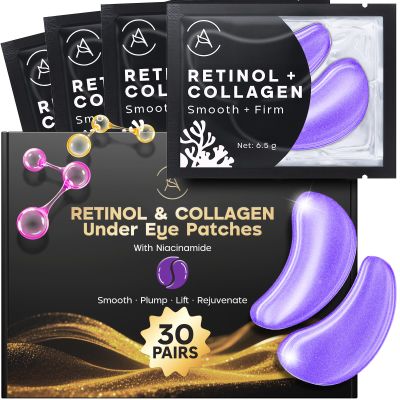 AURAE Retinol & Collagen Under Eye Patches (30 Pairs) - For Dark Circles & Puffy Eyes - Eye Care Mask
