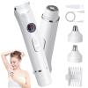 4-in-1 Bikini Trimmer for Women, 12,000 RPM Painless Electric Shaver with LED Light for Women Pubic Hair Removal, Dual Head Women's Trimmer for Underarms, Face & Legs, IPX7 Waterproof Wet & Dry Use view 1