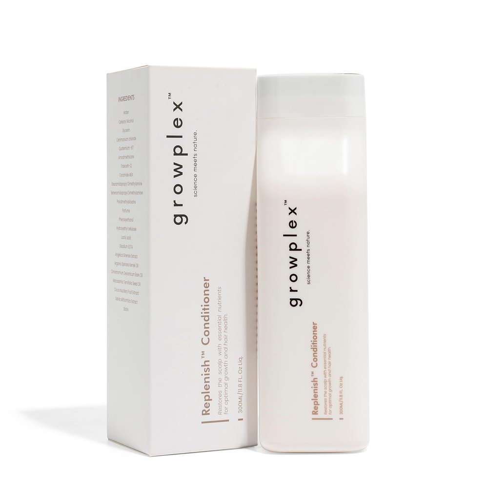 Growplex Replenish Conditioner Hydrating Botanical Blend with Biotin, Argan Oil & Macadamia Seed Oil Helps Reduce Breakage & Supports Fuller-Looking Hair 250ml