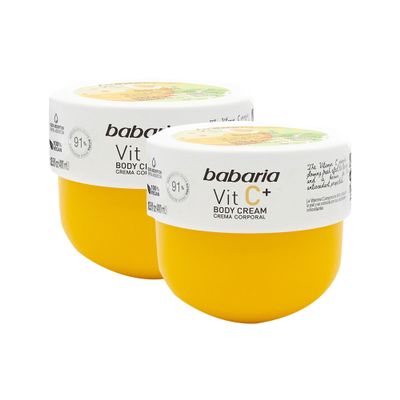 Babaria Vitamin C Body Cream - Illuminating Body Lotion for Women and Men - Improves Skin Elasticity - Moisturizer for Radiant and Soft Skin - 2 pc