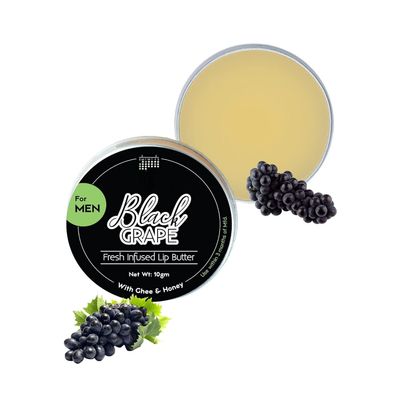 Black Grape Fresh Infused Lip Butter for Men, 10g, with Ghee and Honey