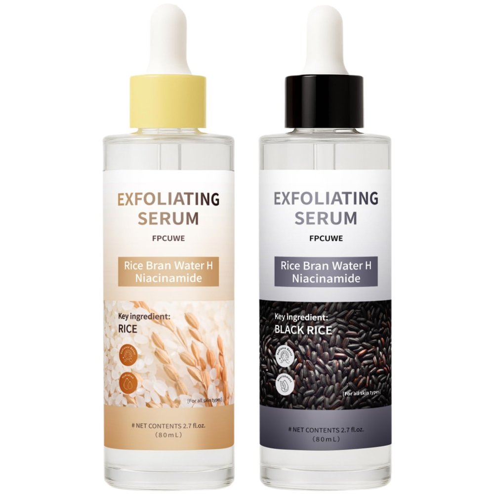 Peel Shot Glow Rice Ampoule Duo, Black & White Rice Exfoliating Ampoule for Gentle Peel + Pore Minimizing & Deep Hydration, Suitable for Face and Body (2)