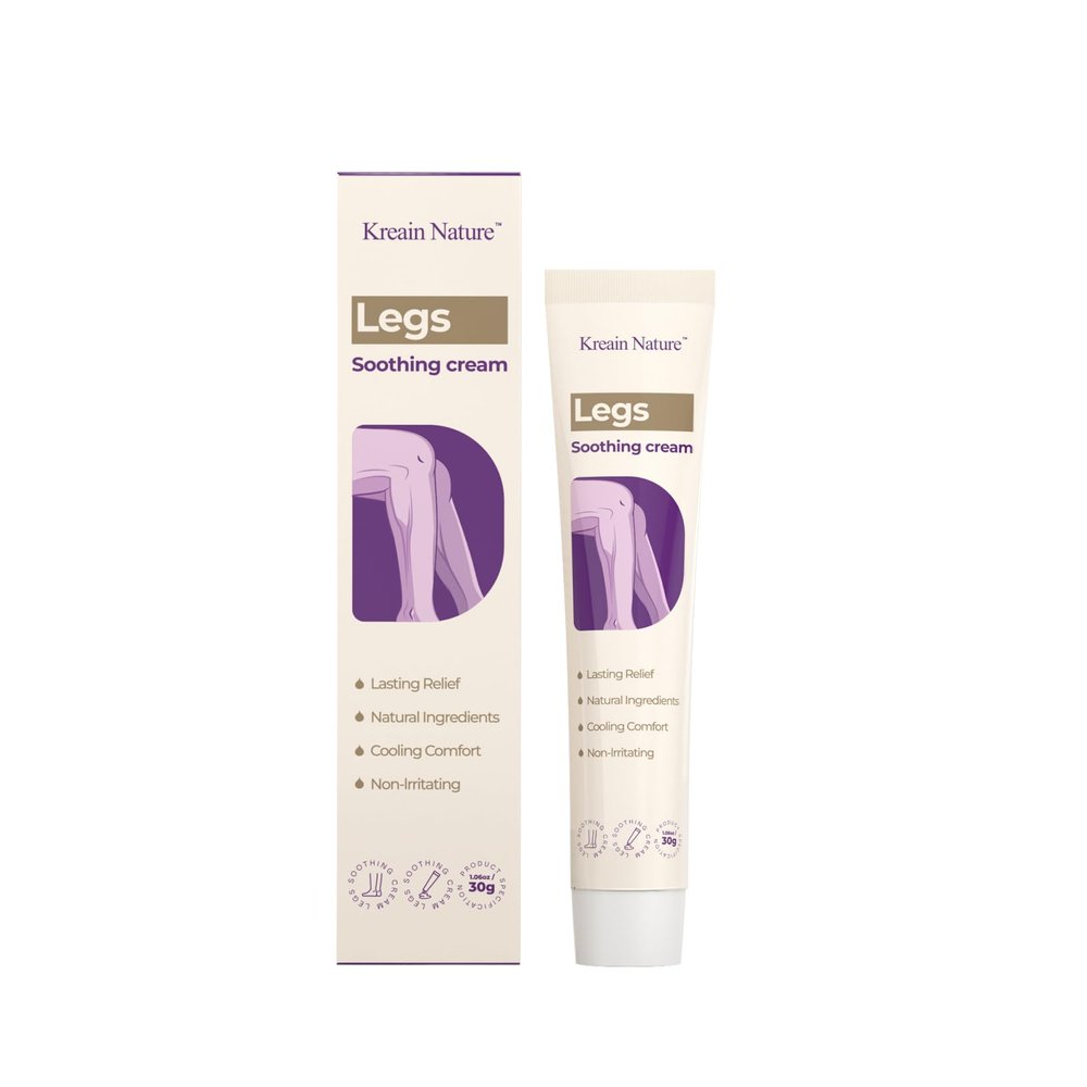 Kreain Nature Soothing Leg Cream  Varicose & Spider Veins Relief, Cooling Gel for Leg Pressure & Discomfort, Natural Plant-Based Formula, 1.06 OZ, 1 Pack