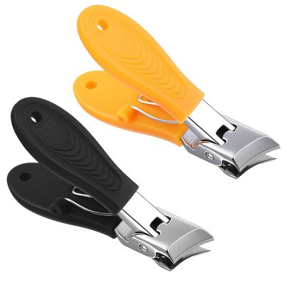 2 Pack Anti-Splash Slanted Nail Clippers, Wide Jaw Opening Angled Nail Clippers for Women and Men, Curve Ingrown Angled Toenail Clipper for Fingernail Ingrown Toenails Thick Nails (Orange & Black)