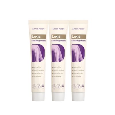 Kreain Nature Soothing Leg Cream Varicose & Spider Veins Relief, Cooling Gel for Leg Pressure & Discomfort, Natural Plant-Based Formula, 1.06 OZ, 3 Pack