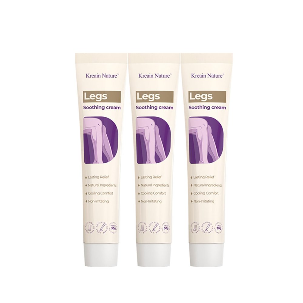 Kreain Nature Soothing Leg Cream Varicose & Spider Veins Relief, Cooling Gel for Leg Pressure & Discomfort, Natural Plant-Based Formula, 1.06 OZ, 3 Pack