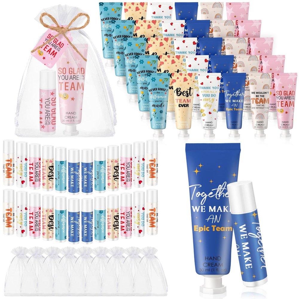Dansib 36set/144pcs Best Team Ever Gifts Team Appreciation Thank You Gifts for Coworkers Women Employee Appreciation Gift Party Favors Basket Stuffers Items Travel Hand Lotion and Lip Balm Set