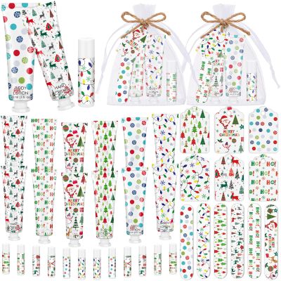 6 Sets/36 Pcs Christmas Party Favors Christmas Hand Cream Body Lotion Lip Balm Nail File Gifts Set Xmas Stocking Stuffers Travel Size Lotion Bulk Holiday Party Supplies for Coworkers Women Adults