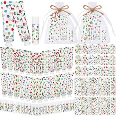 48 Sets/288 Pcs Christmas Party Favors Christmas Hand Cream Body Lotion Lip Balm Nail File Gifts Set Xmas Stocking Stuffers Travel Size Lotion Bulk Holiday Party Supplies for Coworkers Women Adults