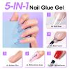 Gellen Nail Glue Gel & No Wipe Top Coat, 5 in 1 UV Nail Glue for Acrylic Nails, High Shiny Top Coat Gel, Curing Needed Extend Gel for False Tips & Clear Press on Nails, Home Salon DIY Manicure view 3