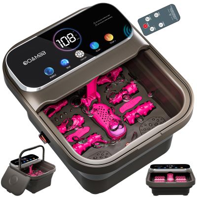 OOAMBB Collapsible Foot Spa with Heat, Bubble,Temp Control,Remote Control, Color Touch Screen Foot Bath Massager with 6 Massage Rollers,Foot Soaking Tub,Pedicure Foot spa for Stress Relief (Deep Grey)