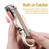 Anti-Splash Nail Clippers with Magnifying Glass,Portable Violin-Shape Fingernail & Toenail Trimmer,Stainless Steel,for Men Women and Elderly, Includes Nail File (Gun-Black) view 4