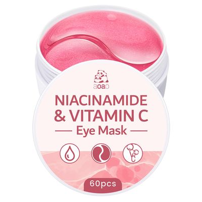 AOAO Brightening Niacinamide & Vitamin C Under Eye Masks with Alpha-Arbutin, Anti-Dark Circle & Hydrating Gel Patches, Depuff & Revitalize Eye Care, 60Pcs