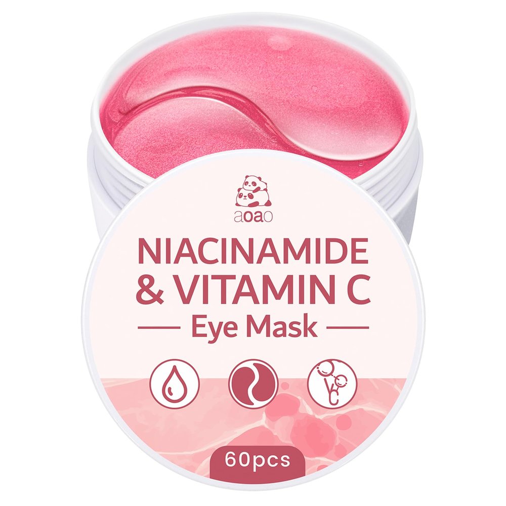 AOAO Brightening Niacinamide & Vitamin C Under Eye Masks with Alpha-Arbutin, Anti-Dark Circle & Hydrating Gel Patches, Depuff & Revitalize Eye Care, 60Pcs