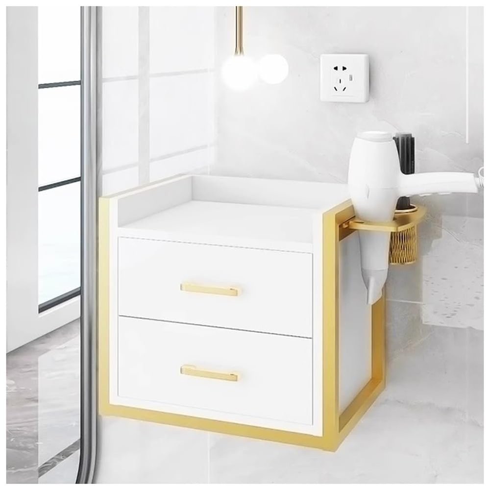 exproyzk Wall Mounted Barbershop Cabinet with Hair Dryer Rack Hairdressing Tool Storage Cabinet(White#A)
