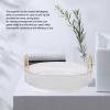 360 Rotating Makeup Organizer, Clear Countertop Perfume Organizer Tray and Storage with Dual Handles for Bedroom Bathroom (White) view 2