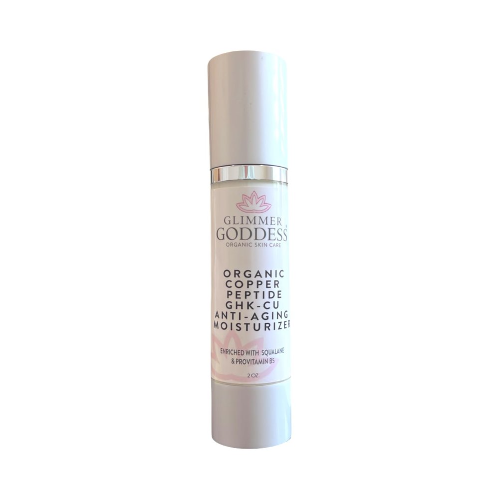 GLIMMER GODDESS Copper Peptide Moisturizer  Lightweight Hydrating Cream with GHK-Cu Complex, Organic Aloe Vera & Botanical Oils  For All Skin Types
