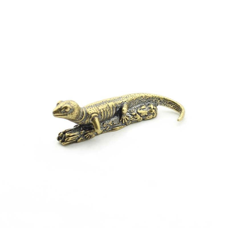 1Pcs    DIYBrass Retro Lizard Keychain Pendant to Play Copper plashed Gecko DIY Play Small Bronze