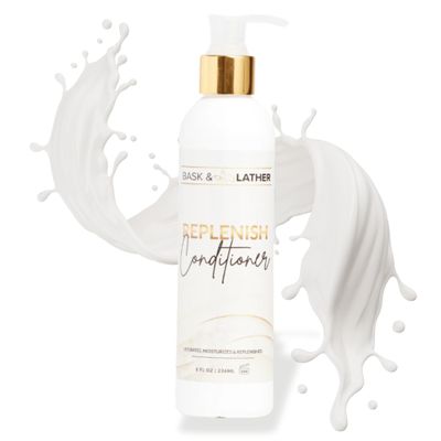 BASK & LATHER Replenish Conditioner  Deep Hydrating, Natural Formula for Elasticity & Detangling, Silicone-Free, Paraben-Free, Color-Safe, 8oz