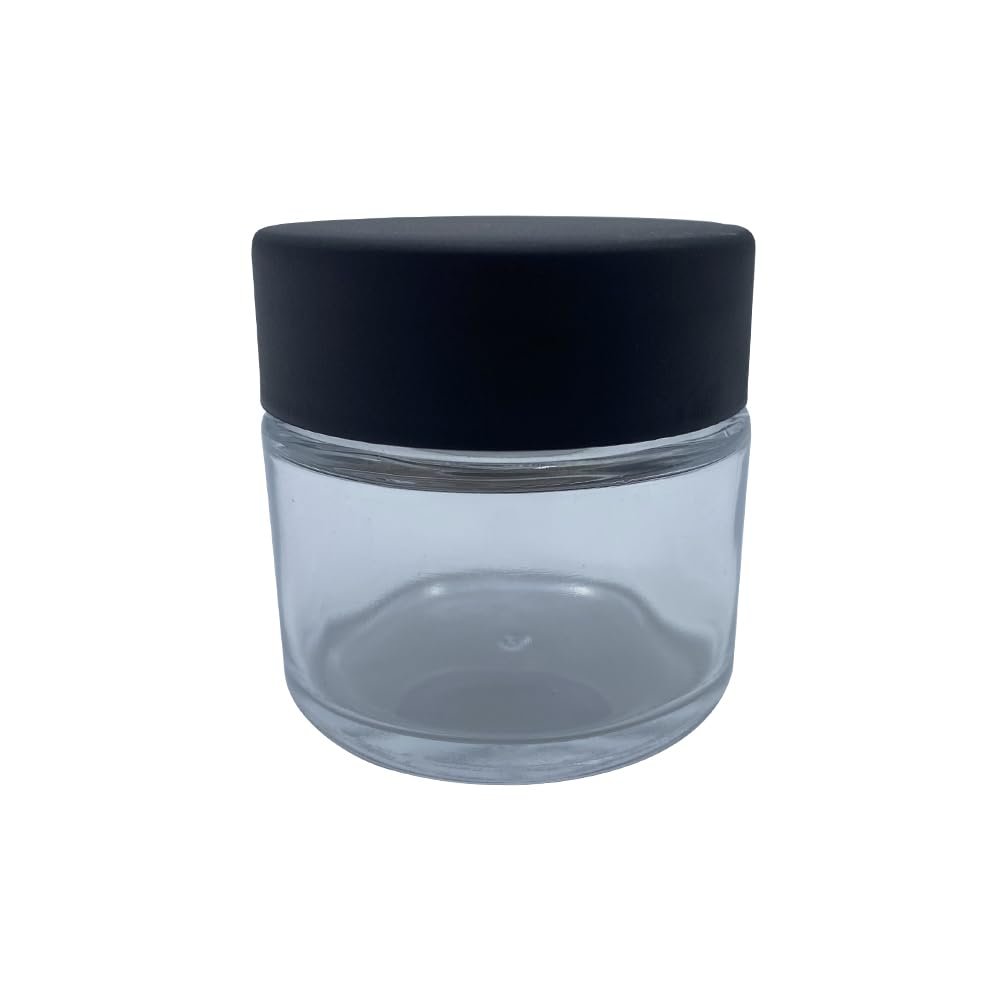 2oz Clear Glass Jar with Child-Resistant Cap  Airtight, Smell-Proof, Food-Safe Storage Container for Creams, Balms, Spices, Lotions, and DIY Products