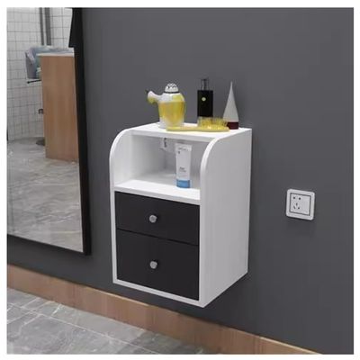 exproyzk Wall Mounted Station Cabinet with Hair Dryer Holder, Hairdressing Tools Storage Cabinet for Barber Shop, Beauty Salon(White#B)