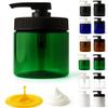 Royal Massage 16oz Refillable Pump Jar with Locking Dip Tube Dispenser BPA-Free Plastic Container for Massage Oils, Lotions, Creams Ribbed Lid Wide-Mouth Jar Durable & Reusable (Green/Black, 1) view 1