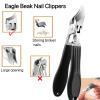 3Pc/Set Eagle Beak Beveled Nail Clippers, Eagle Beak Nail Clippers for Thick Nails, Long Handle Wide Jaw Opening Anti-Splash Slanted Nail Clipper for Men&Women (Black) view 2