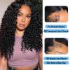 Burmese Curly 2x6 HD Lace Closure Pre Plucked Curly Closure HD Lace with Baby Hair HD Lace Closure Human Hair Free Part Natural Color Black 16 Inch view 2