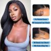 Kinky Straight 2x6 HD Lace Frontal Closure 12A Brazilian Raw Virgin Yaki Kinky Straight Human Hair Closure Natural Hairline Pre Plucked 12 Inch view 2