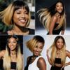 LUMWAV T1B/27 Straight Human Hair Bundles 02 22 24 Inch 3 Bundles Brazilian Virgin Remy Hair Extensions Ombre Natural Black to Honey Blonde for Black Women Soft Silky Weave view 3