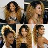LUMWAV T1B/27 Ombre Deep Wave Human Hair Bundles 12 14 16 Inch 3 Bundles Brazilian Remy Hair Extensions Soft Bouncy Curly Weave for Black Women view 3