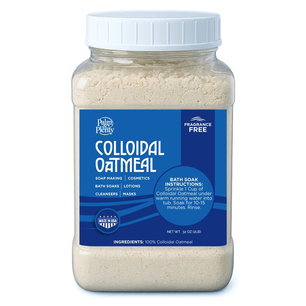 Palm and Plenty 100% Colloidal Oatmeal - Unscented, Ideal for DIY Bath Products, Skincare, Cosmetics, Natural Oatmeal Bath for Itching Adults, Soothing Agent for Itchy, Irritated Skin, 32oz