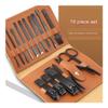yanzhuen001 Nail Clipper Set 16pcs Stainless Steel Folding Nail Clippers Set with Leather Case for Male and Female Nails Scissors(Gray) view 2