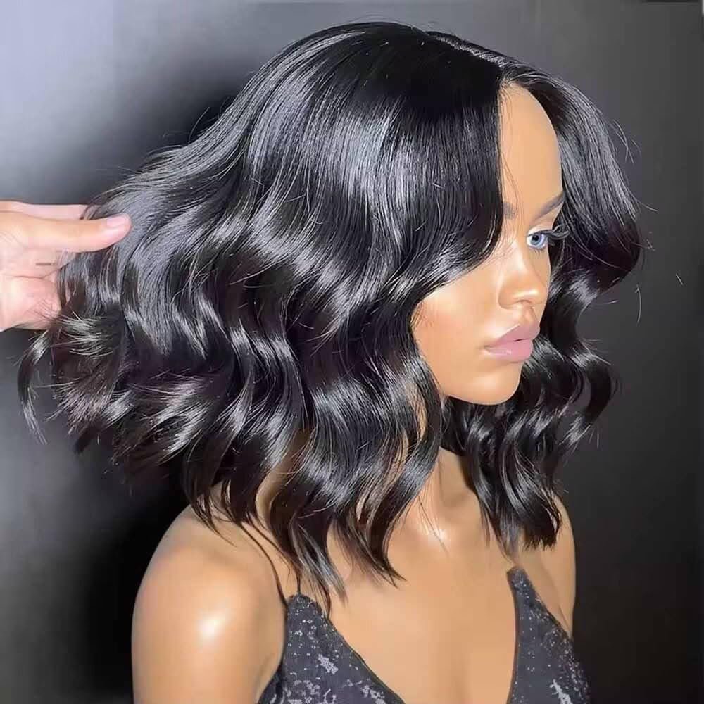 Body Wave Short Bob Wigs Human Hair 13x6 Hd Lace Front Wig Water Wave For Woman Glueless Natural Hairline Wig 150% Density Pre Plucked Bleached Knots 8Inch