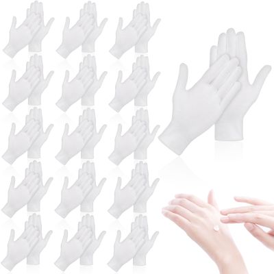 24 Pcs White Cotton Gloves for Dry Hands Sleeping, Men&Women Soft Sleep Gloves for Eczema and Moisturizing Overnight, Stretchable SPA Glove for Coin Jewelry Silver Inspection, Art handling, Halloween