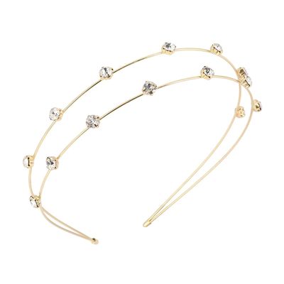 Crystal Headband for Women Double Hairband Moon Star Inlaid Rhinestone Hair Bands Hair Accessories(Gray)