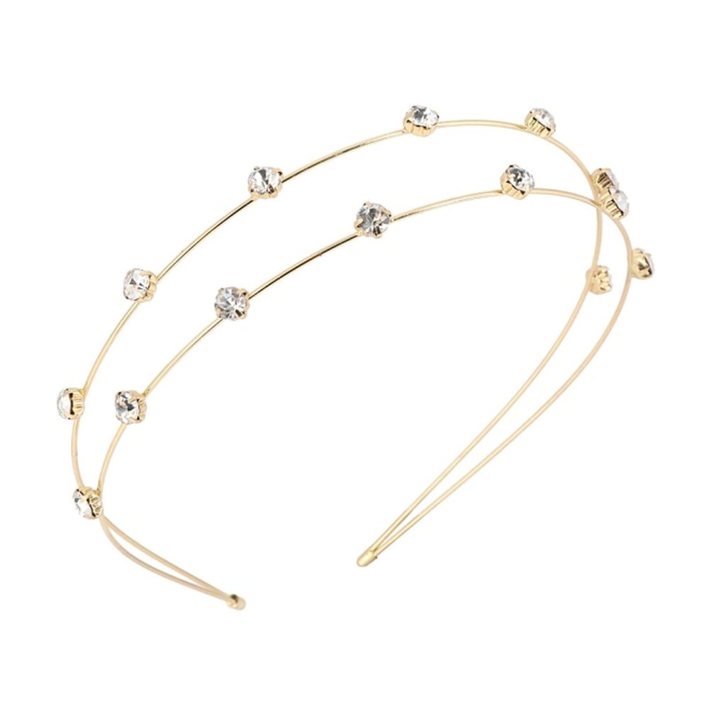 Crystal Headband for Women Double Hairband Moon Star Inlaid Rhinestone Hair Bands Hair Accessories(Gray)