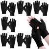 6 Pairs Fingerless Moisturizing Gloves Eczema Cotton Gloves for Adults Half Finger Touchscreen Lotion Overnight Dry Hands for Women Sleeping(Black) view 1