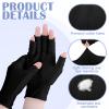 6 Pairs Fingerless Moisturizing Gloves Eczema Cotton Gloves for Adults Half Finger Touchscreen Lotion Overnight Dry Hands for Women Sleeping(Black) view 3