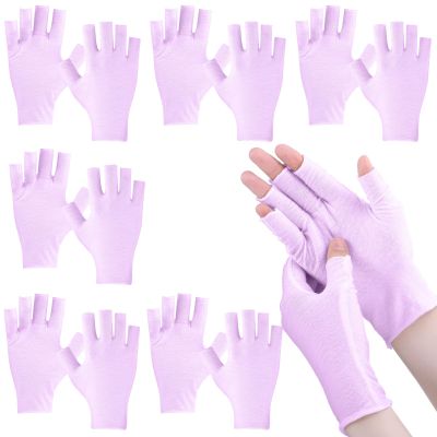 6 Pairs Fingerless Moisturizing Gloves Eczema Cotton Gloves for Adults Half Finger Touchscreen Lotion Overnight Dry Hands for Women Sleeping(Pink)