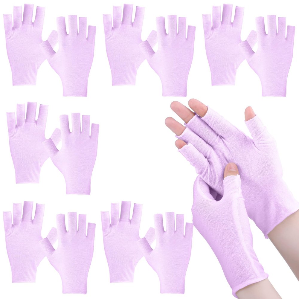 6 Pairs Fingerless Moisturizing Gloves Eczema Cotton Gloves for Adults Half Finger Touchscreen Lotion Overnight Dry Hands for Women Sleeping(Pink)