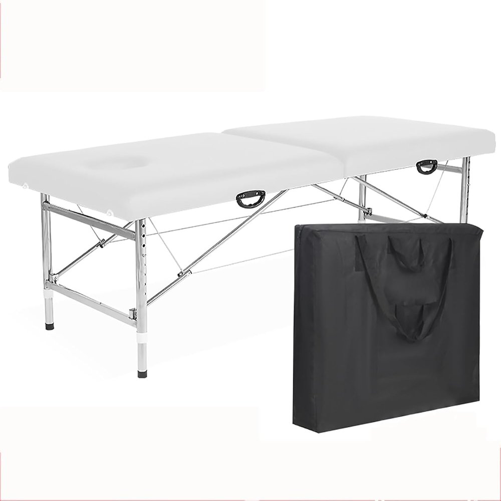 Portable Folding Massage Table with Adjustable Height, PU Leather Spa Lash Salon Bed with Pillow, Cover & Carry Bag